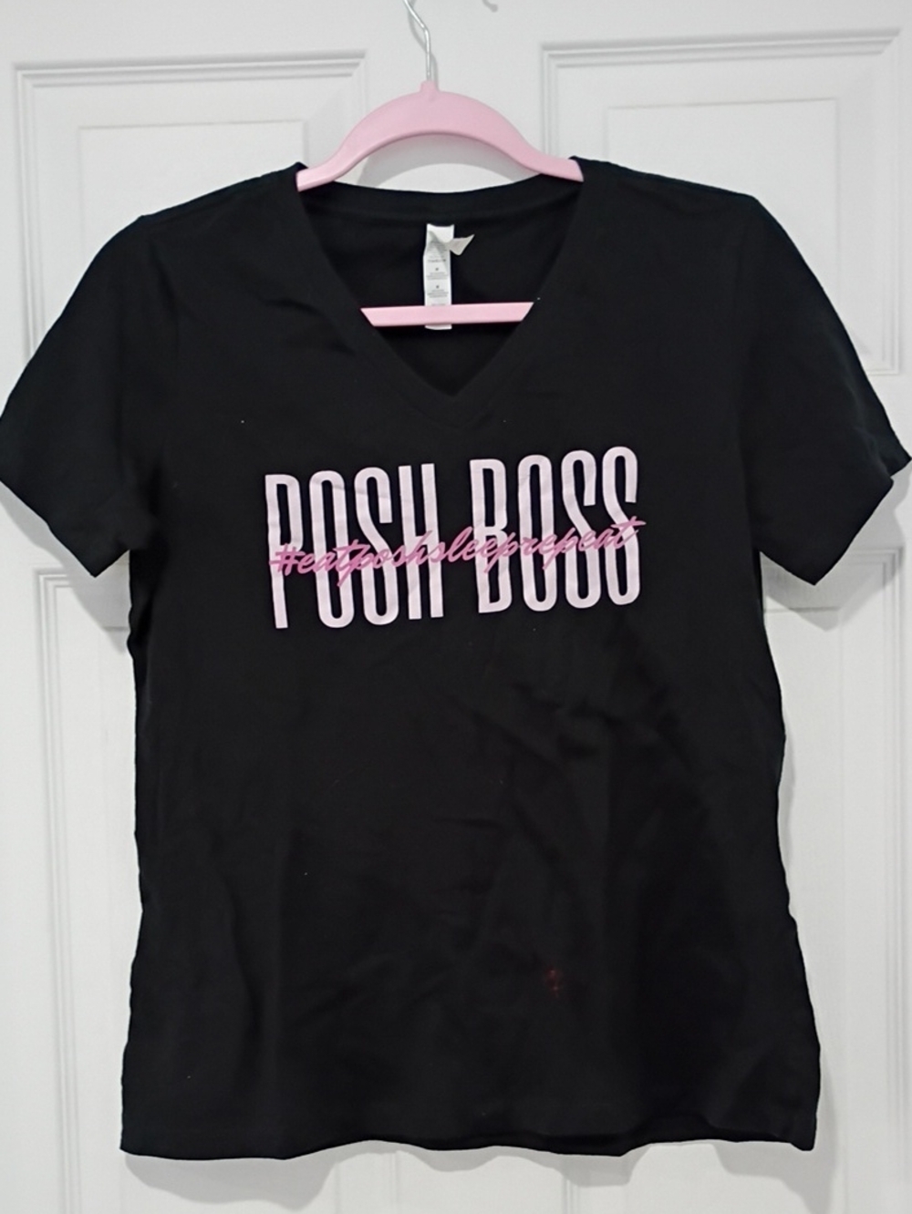 Bella Canvas Black V-Neck Tee with Pink "Posh Boss" Graphic